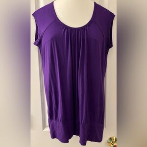 Lock & Love sz XL Top, purple cap sleeve w/ band at hem, jersey fabric EUC